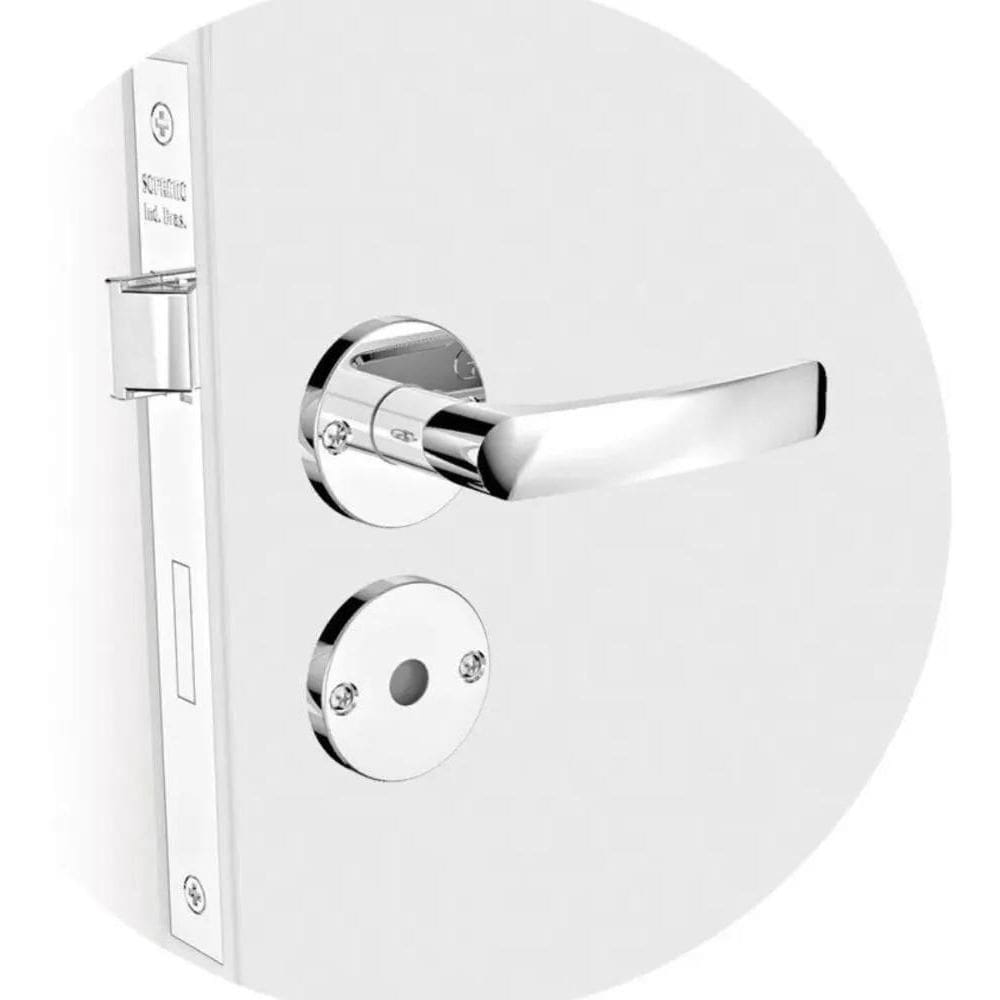 2X Fechadura Soprano Roseta Pali Cromada Banheiro Cor Inox