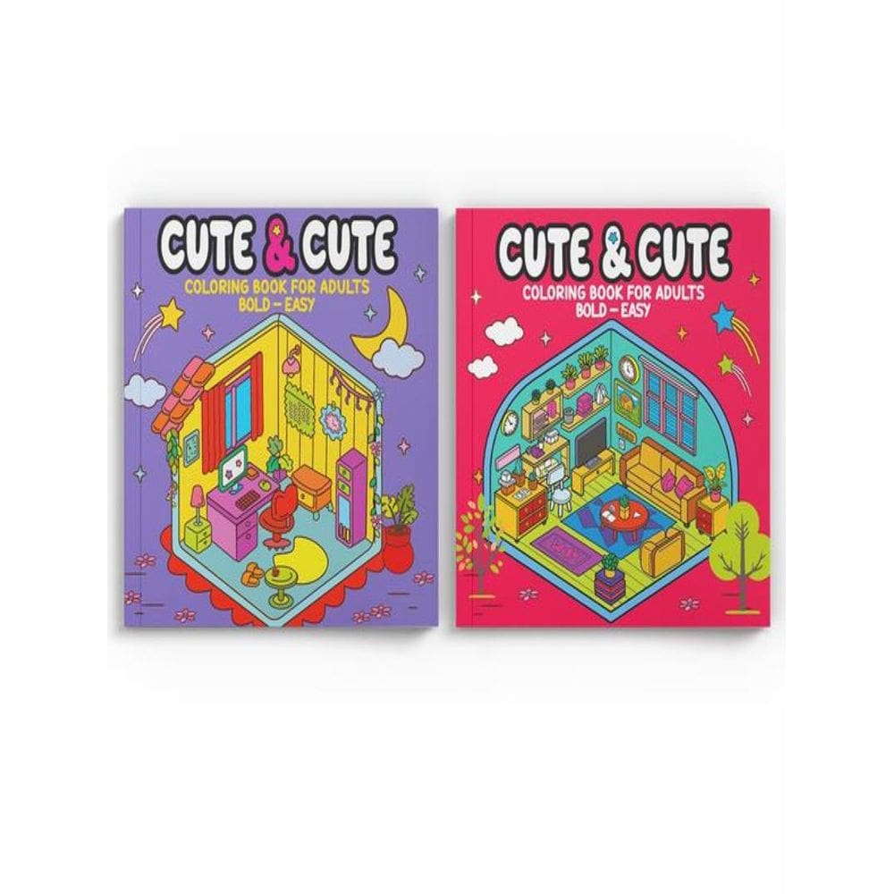 Colecao Cute & Cute Coloring Book For Adults - Kit Com 2 Livros De Colorir