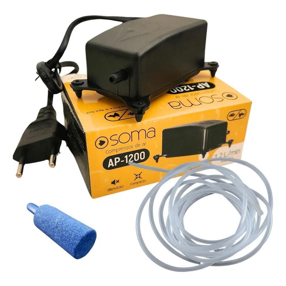 Compressor Ar Oxigênio Bolha Aquário Mangueira Pedra Porosa