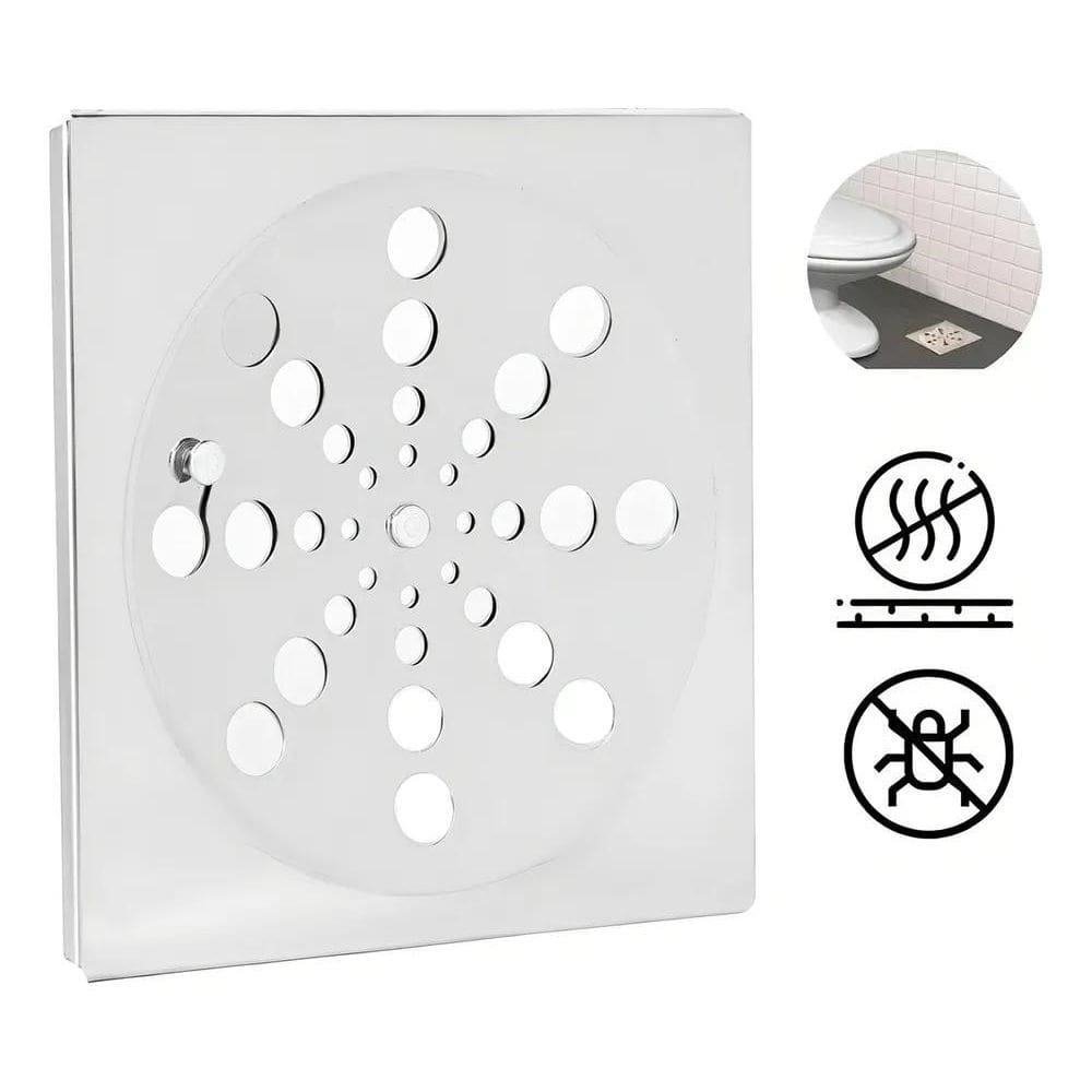 2X Ralo Tampa Grelha Quadrada 10X10 Com Fecho Rotativo Abre