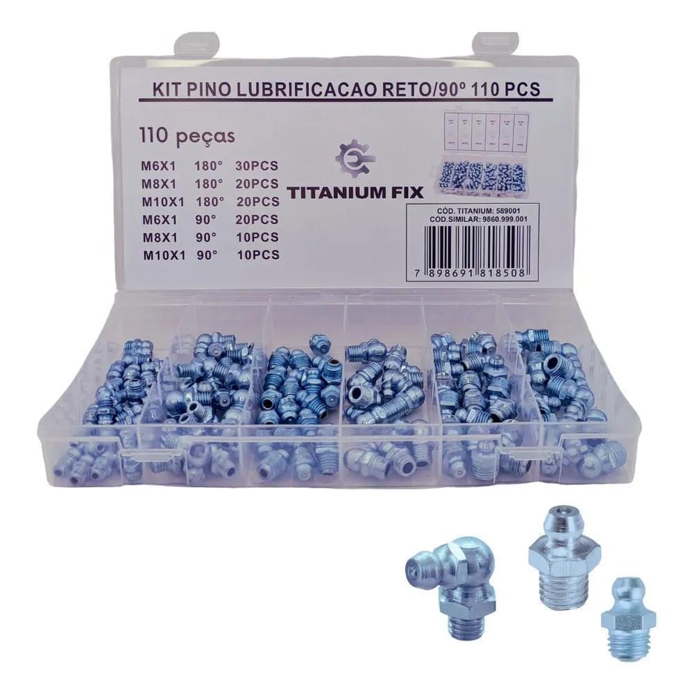 2X 110 Unid Pino Para Bico Graxeiro Lubrificação Reto/90Grau