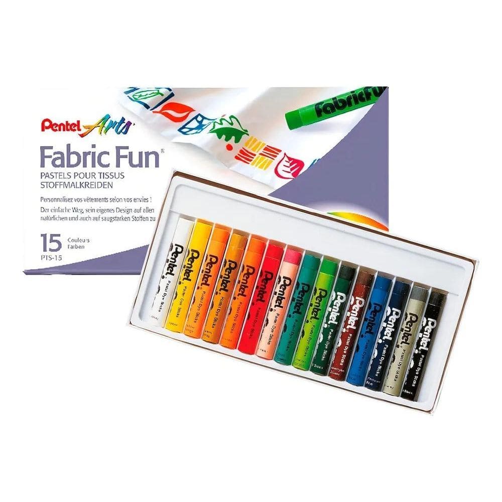 2X Giz Pastel Para Tecido Pentel Arts Fabric Fun - 15 Cores