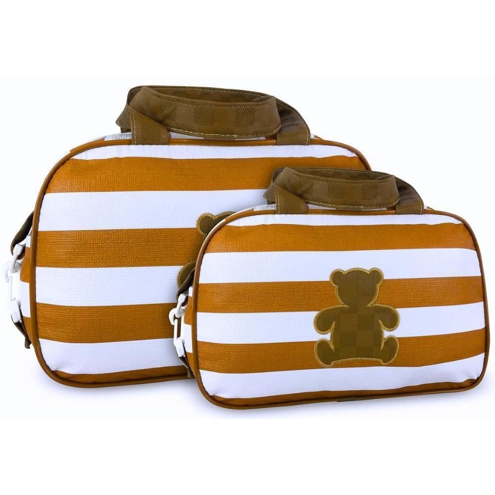 Kit Bolsas Bebê Mave Baby Listras Ursinho Marrom