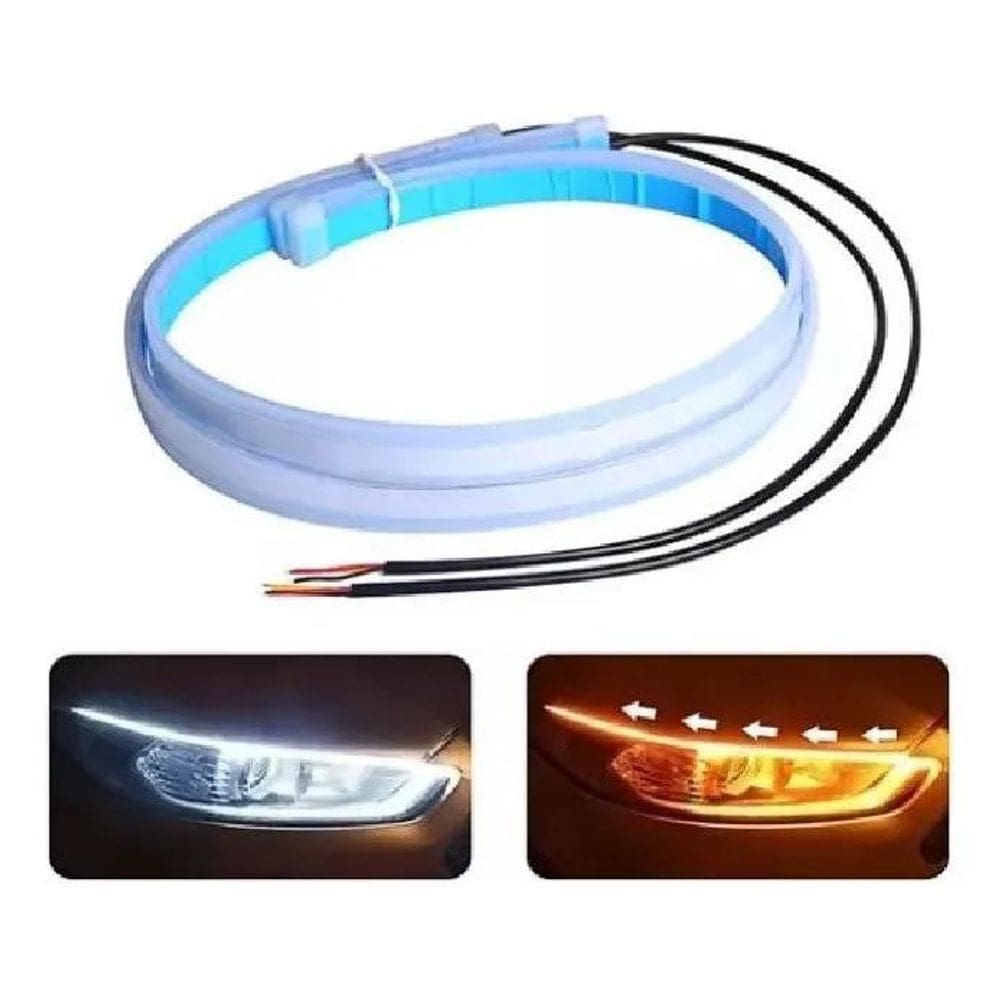 Kit Fita Led 60Cm Drl 3K 6K Flexível Farol E Seta Universal