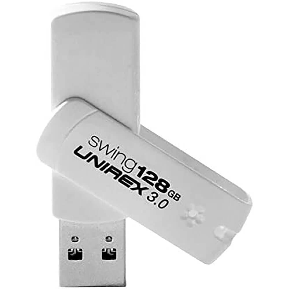 Unidade flash USB Unirex USFW-328S Swing 128GB branca USB 3.0