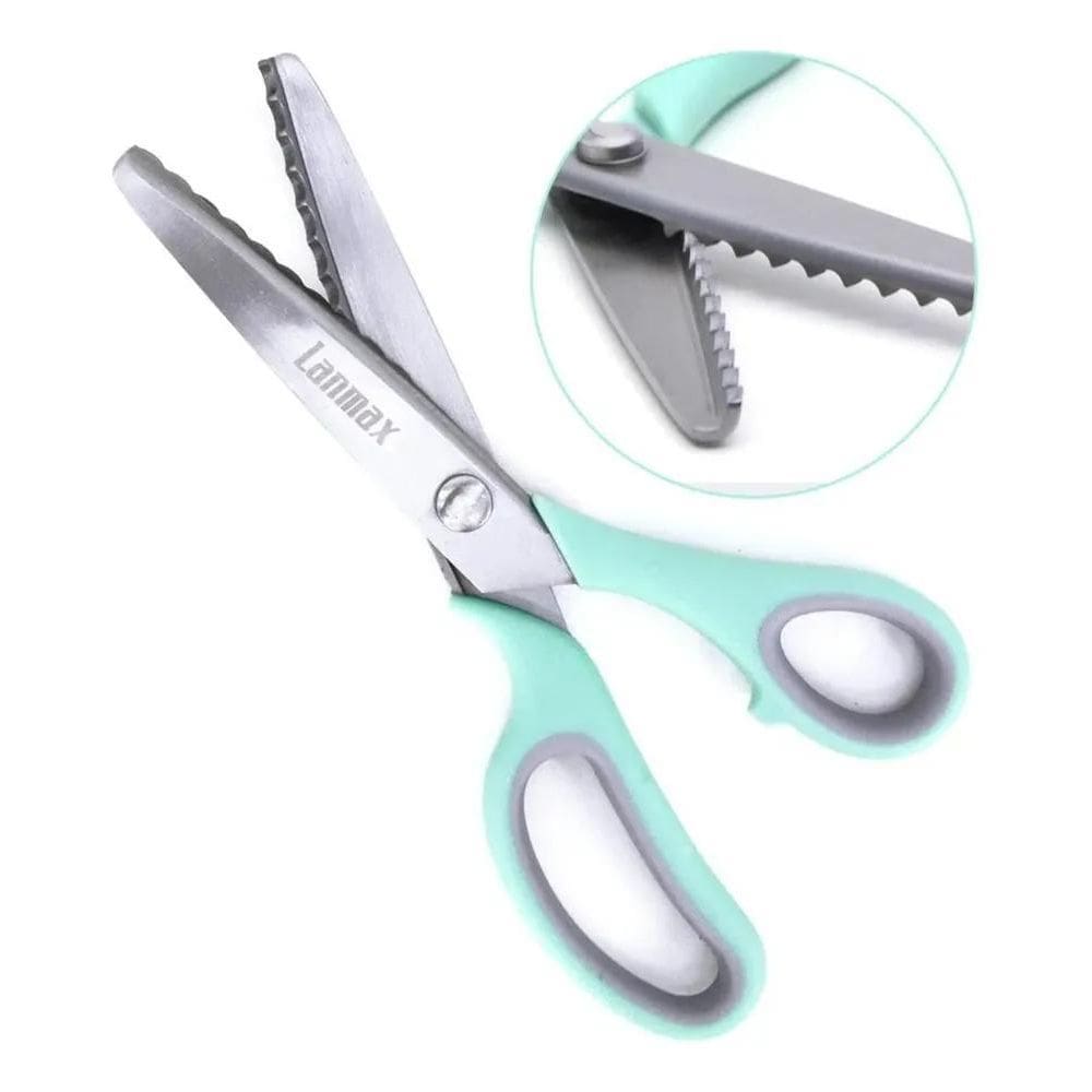 2X Tesoura Para Costura De Picotar Escalope Tecido Papel Eva