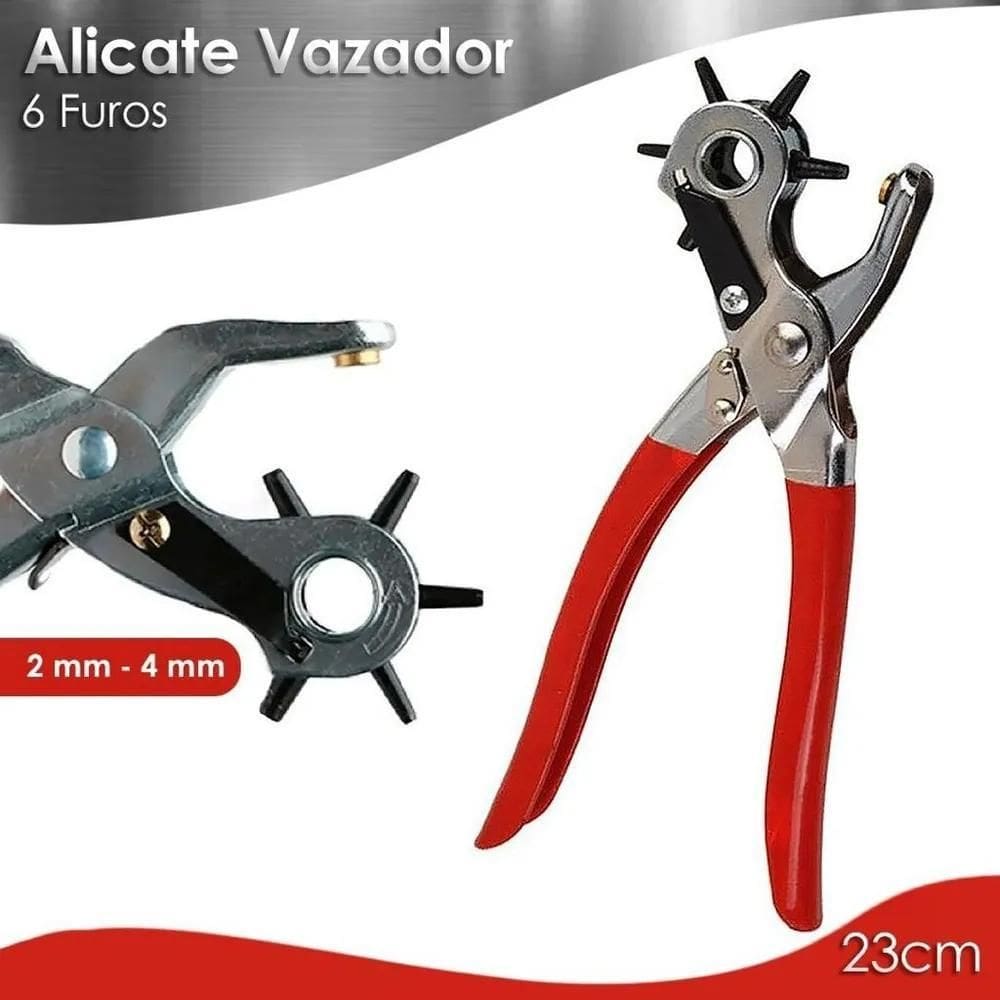 2X Alicate Vazador Furador Chinelo Couro Eva Cinto 6 Furos A