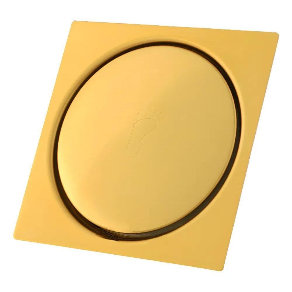 2X Ralo Click Inteligente Inox Dourado Para Piso 15X15 Cm Lu