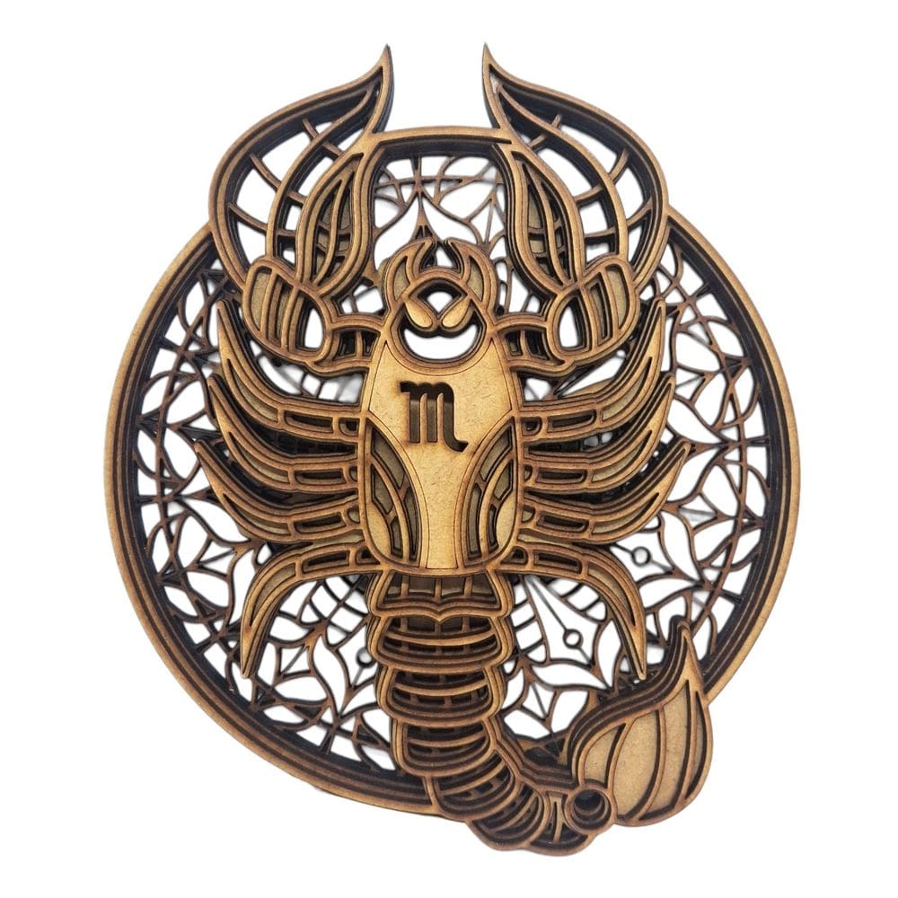 Mandala Signo Escorpião Enfeite Decorativo de Mdf 17 cm