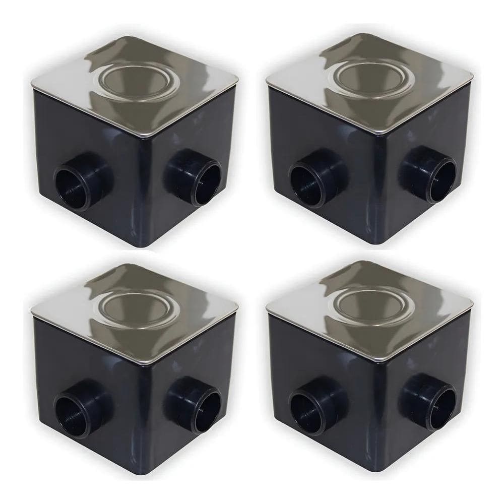 Kit Com 4 Caixa De Passagem Tampa Inox Iluminação De Piscina
