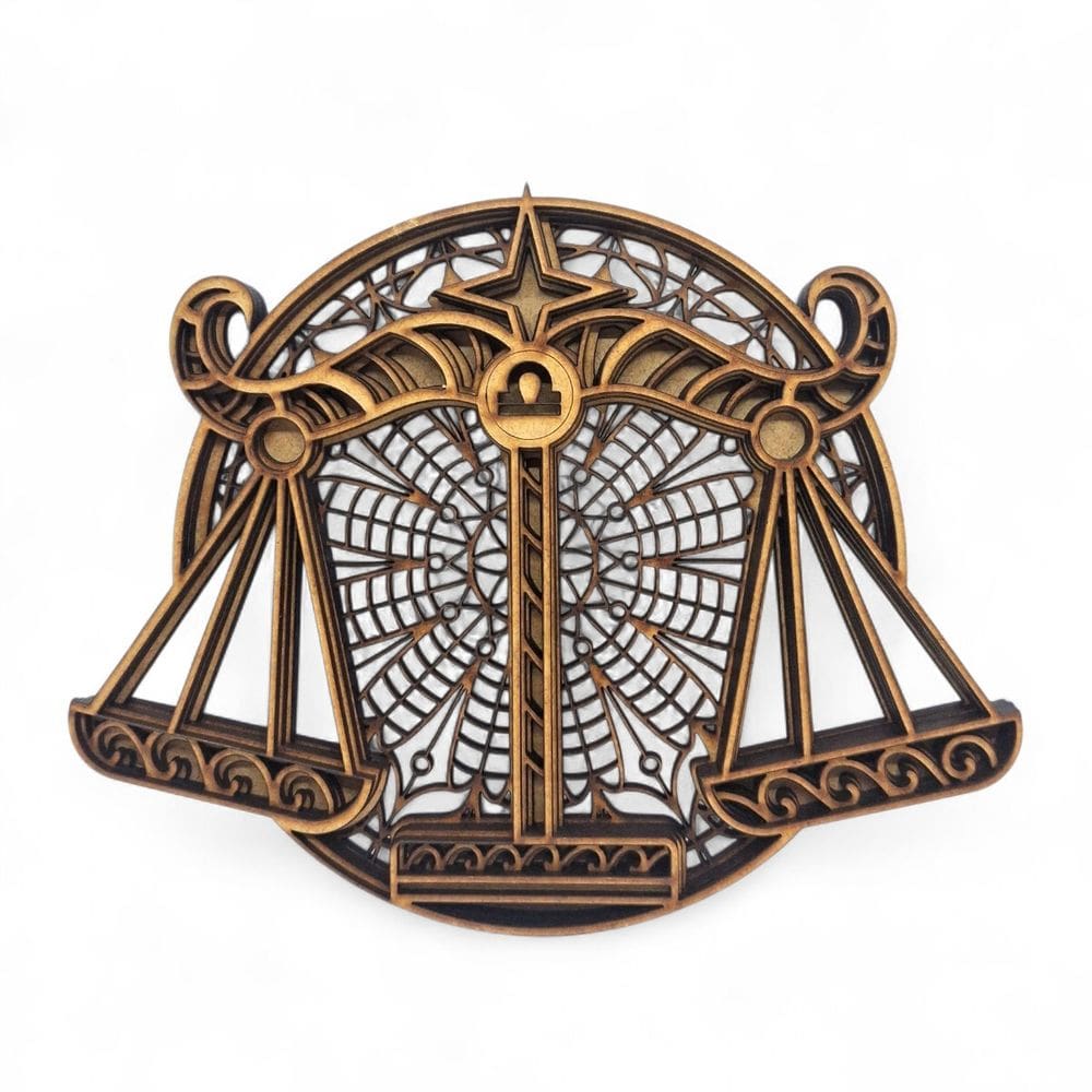 Mandala Signo Libra Enfeite Decorativo de Mdf 17 cm
