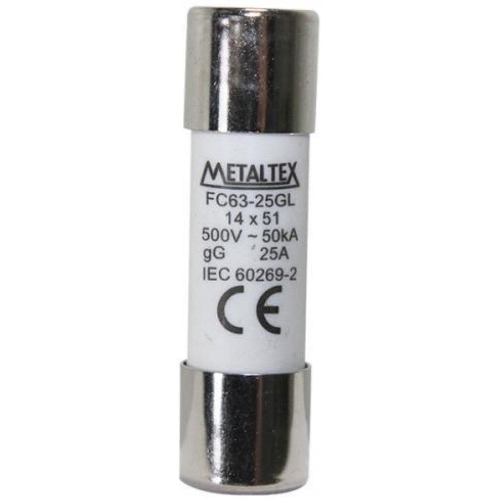 Fusível Cartucho 14X51Mm 25 Amperes Modelo Fc Metaltex