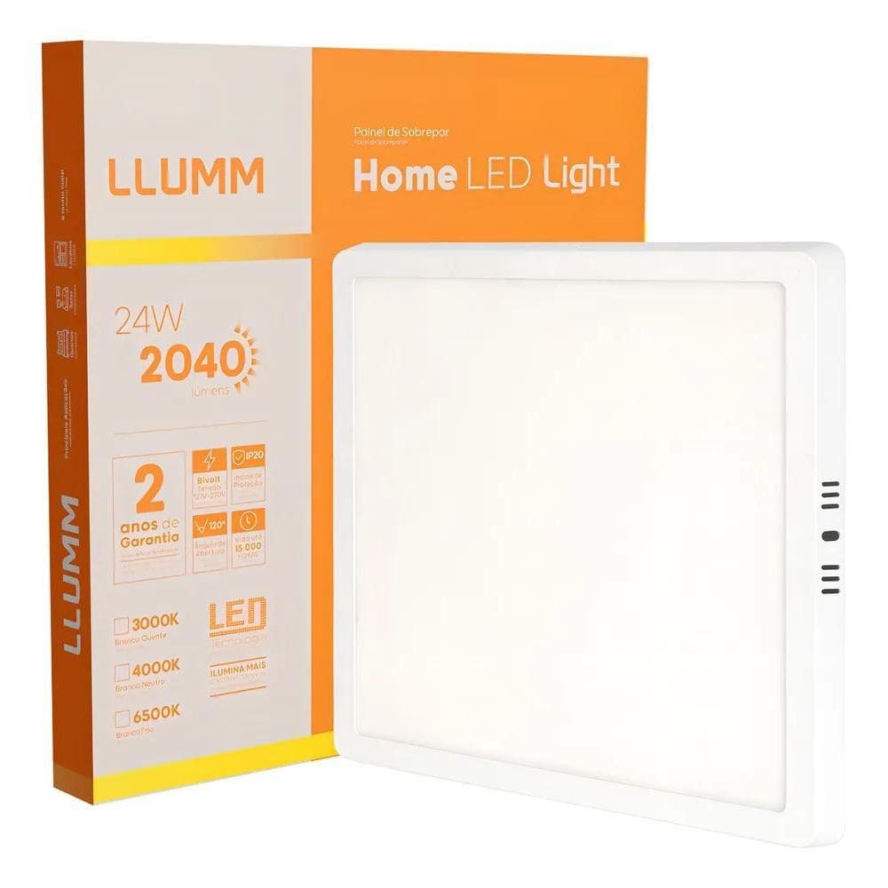 2X Plafon Home Led 24W Sobrepor 6500K Branco-Frio Llumm