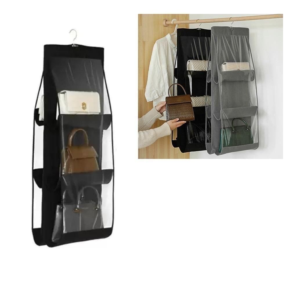 Organizador de Bolsa Cabideiro 6 Bolsos Transparente
