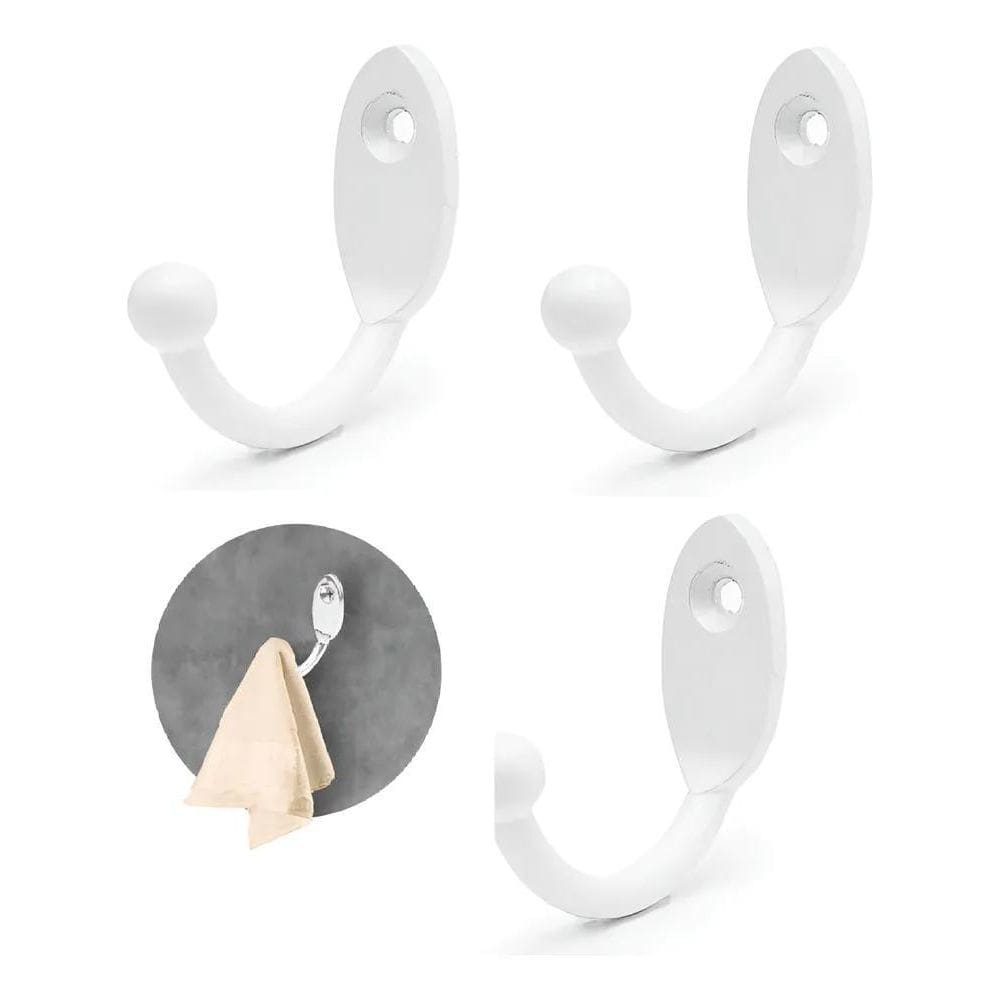 2X Cabide De Parede Gancho Pequeno Vertical Branco - 10 Und