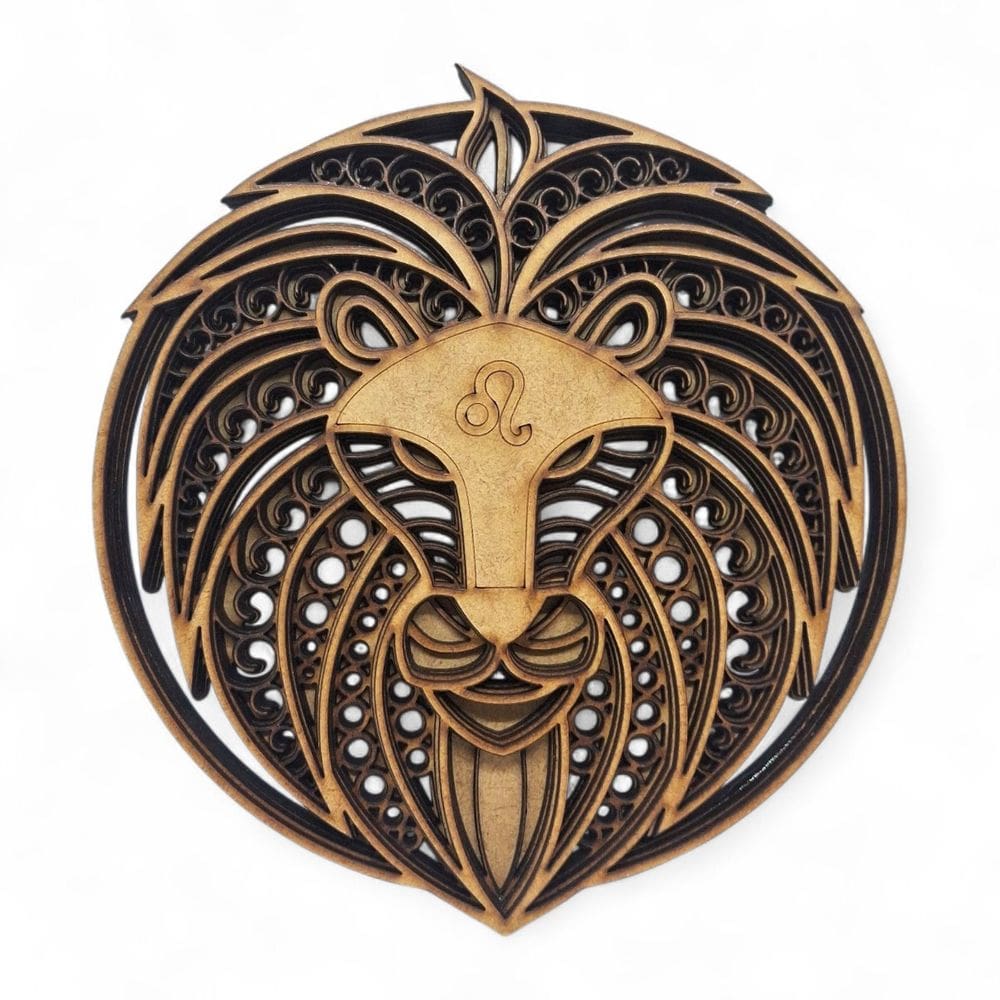 Mandala Signo Leão Enfeite Decorativo de Mdf 17 cm