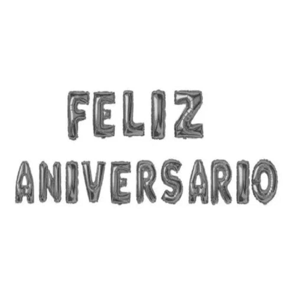 2X Kit Balão Metalizado Feliz Aniversário Dourado Ou Prata 1