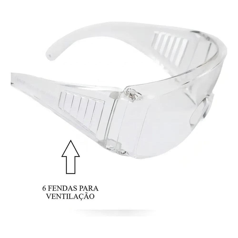 2X Kit 10 Oculos Epi Segurança Proteçao Uv Ca Sobrepor Incol