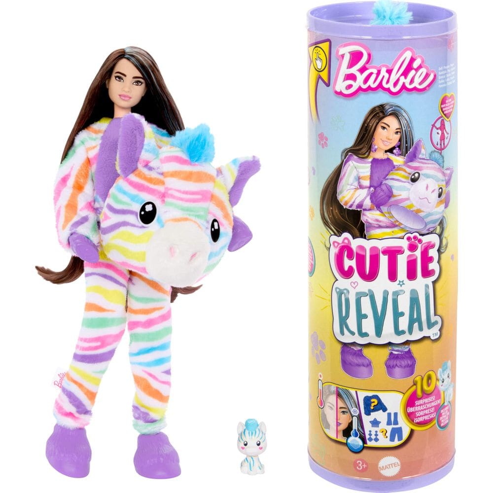 Boneca Barbie Cutie Reveal Color Dream Rainbow Zebra com Acc