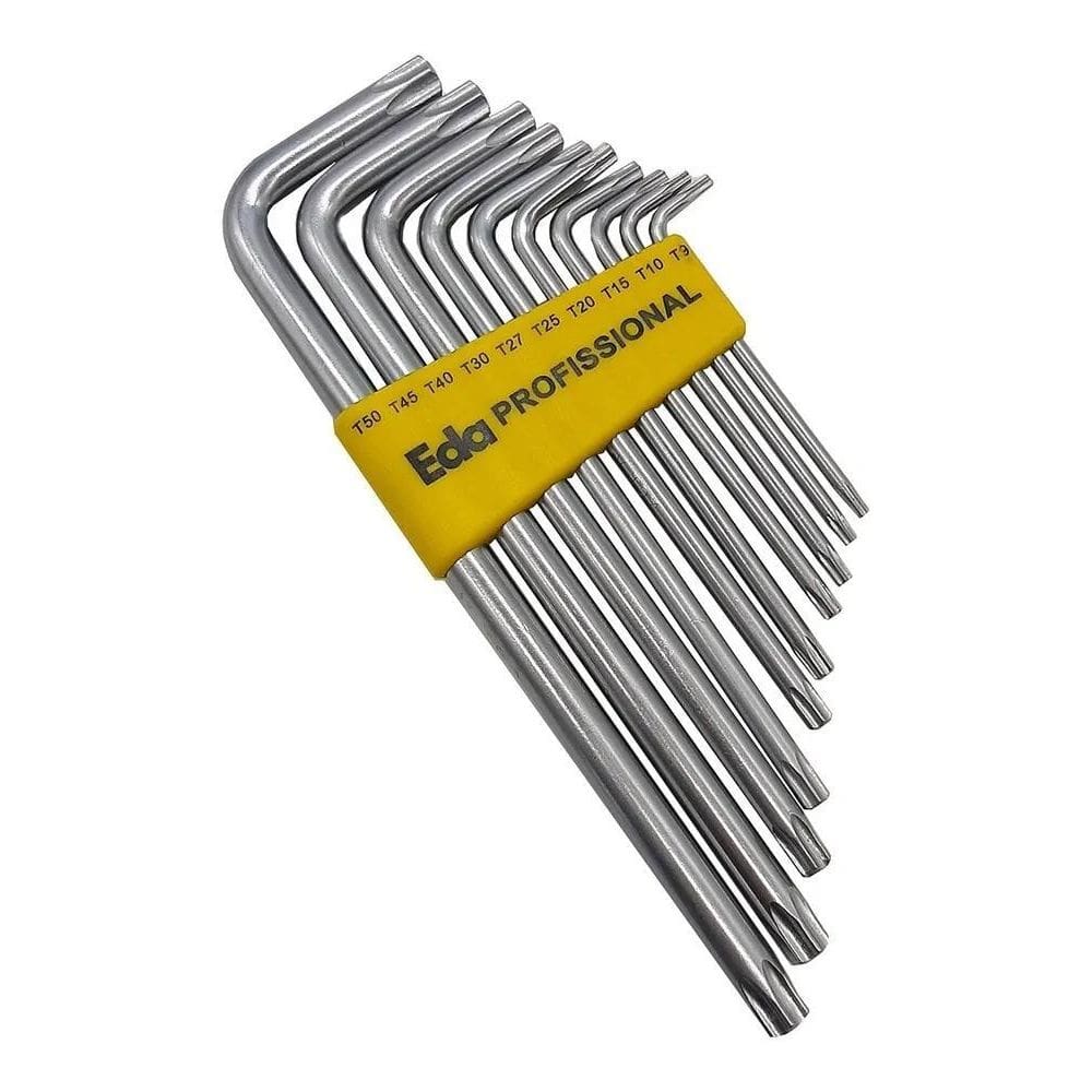 Kit 10 Peças Chave L Torx Torque Estrela Com Furo No Meio