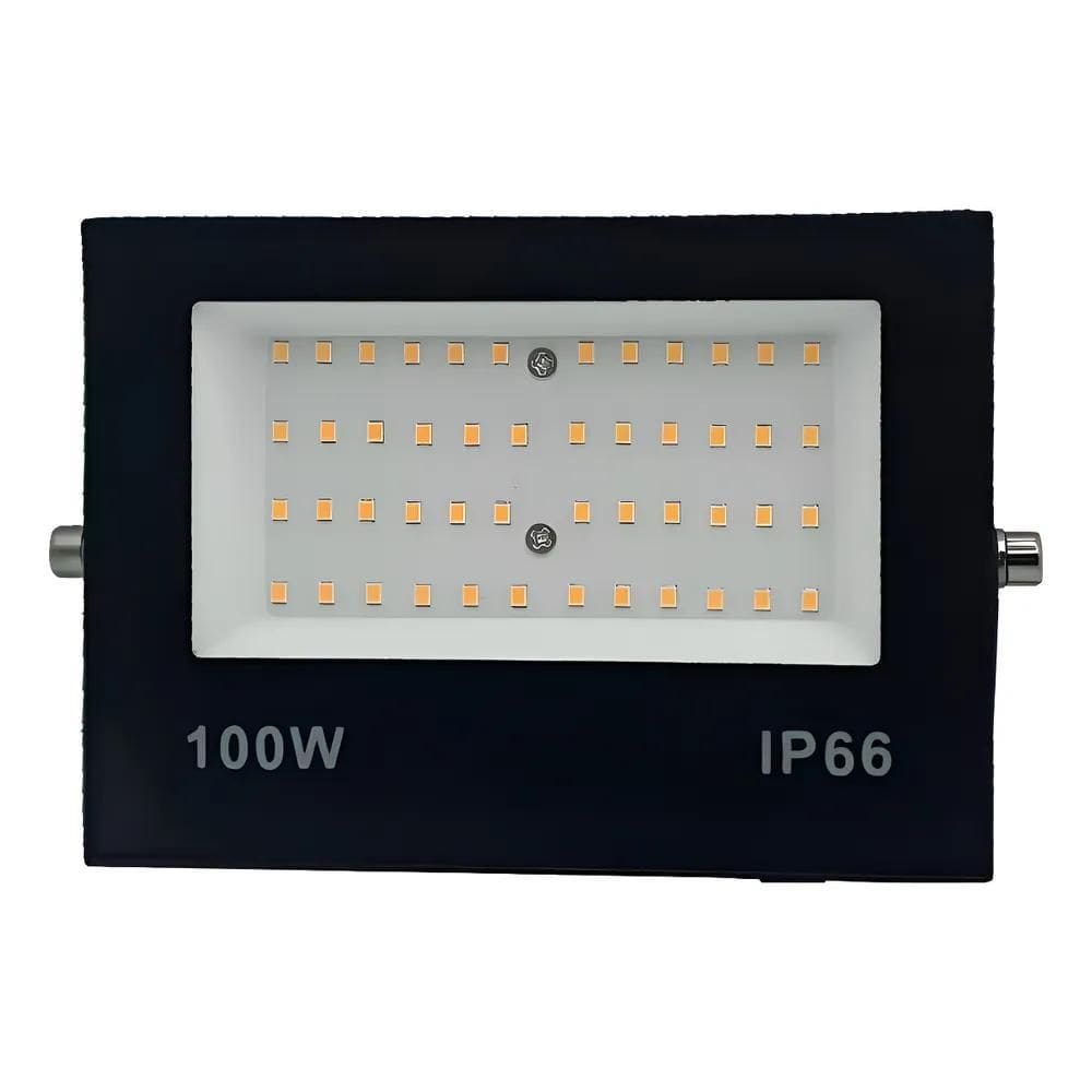 2X Refletor Led Bivolt Branco Quente 3000K 100W  Pr