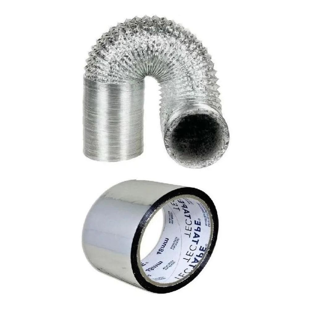 2X Duto Flexível De Alumínio 150Mm 2 Metros + Fita Grow Coif