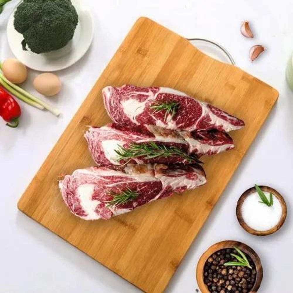 2X Tábua Corte Carne Churrasco Bambu 30X20Cm Rústica Cozinha