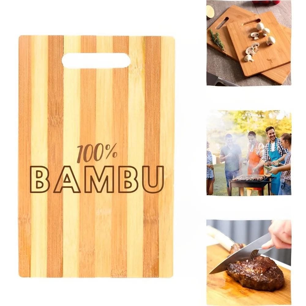 2X Tábua Cozinha Churrasco 100% Bambu Resistente Pequena 24X