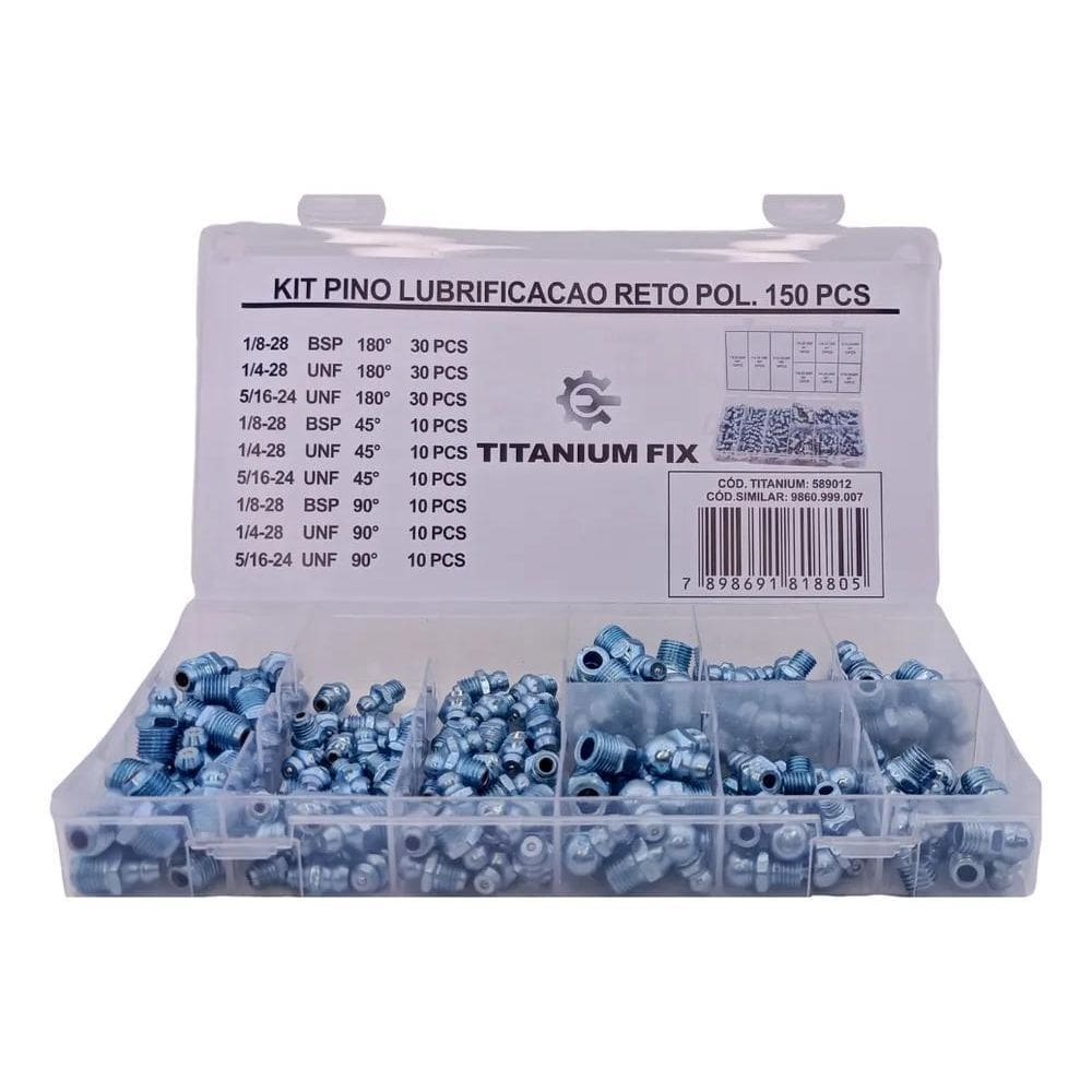 2X Kit 150 Unid Pino Bico Graxeiro Lubrificacao Reto/45/90Gr