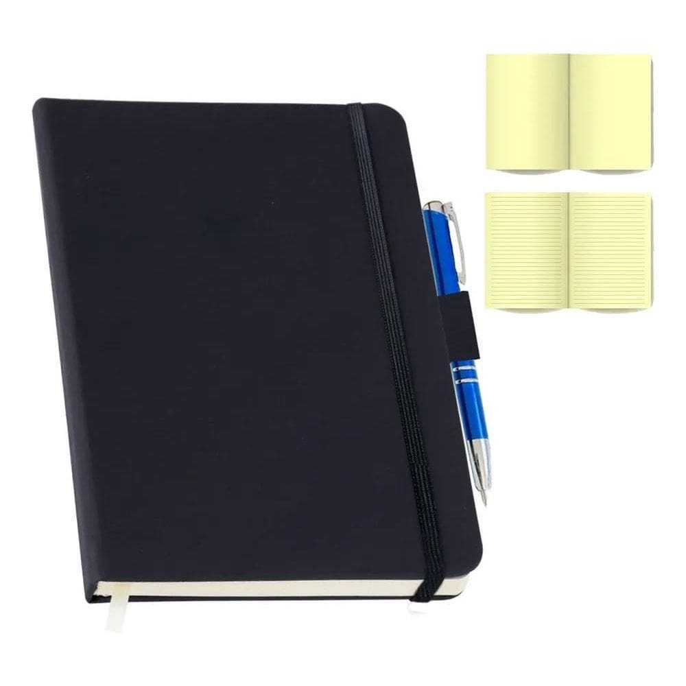 2X Caderneta Tipo Moleskine Executiva Couro Com Suporte Agen