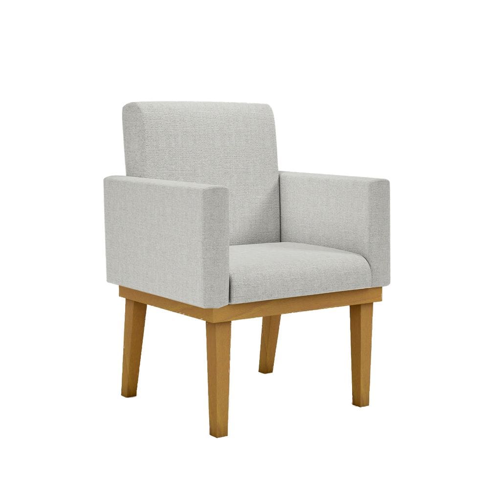 Poltrona Decorativa Base + Reforçada Tecido Linho