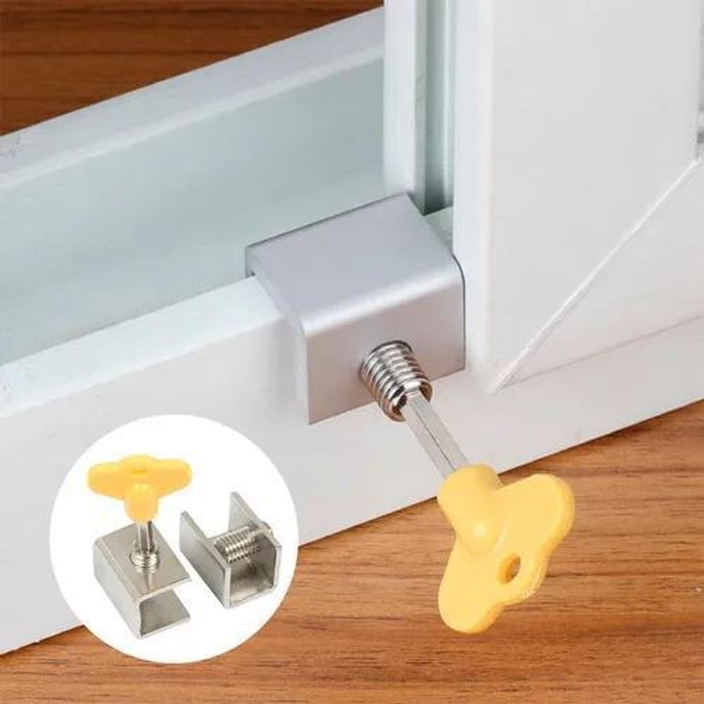 2X Kit 2 Trava Com Chave Porta Janela Correr Segurança Infan