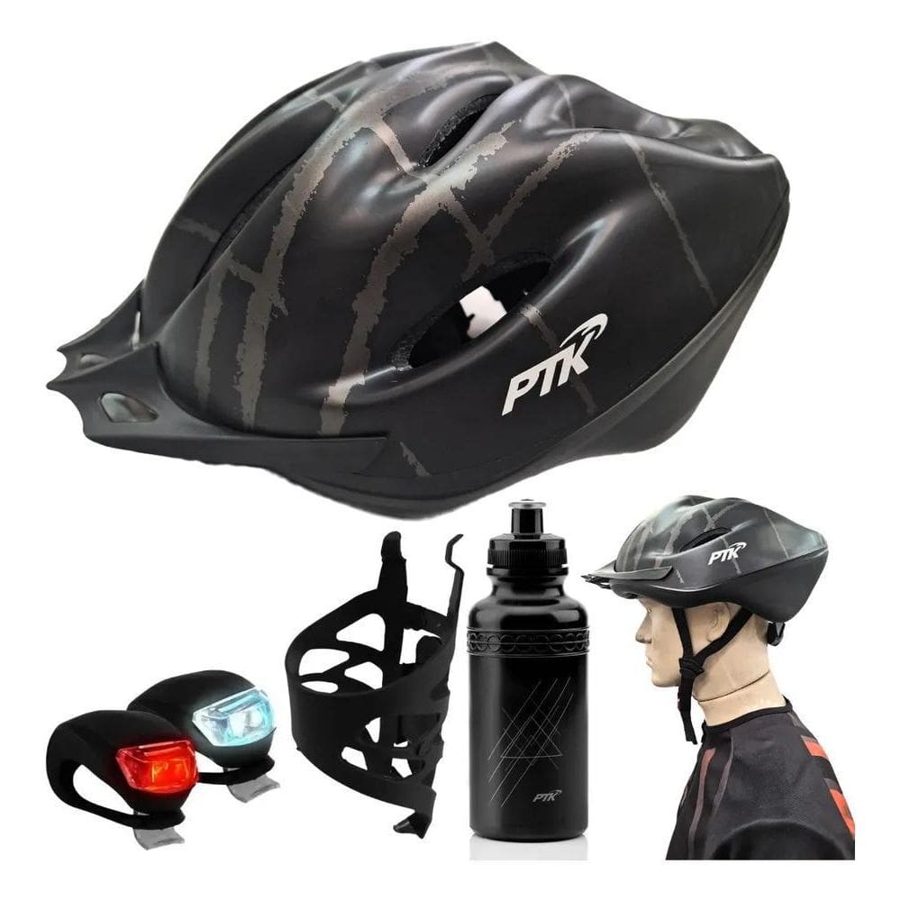 2X Capacete Ciclismo Cores Bike Bicicleta Kit Lanterna Led