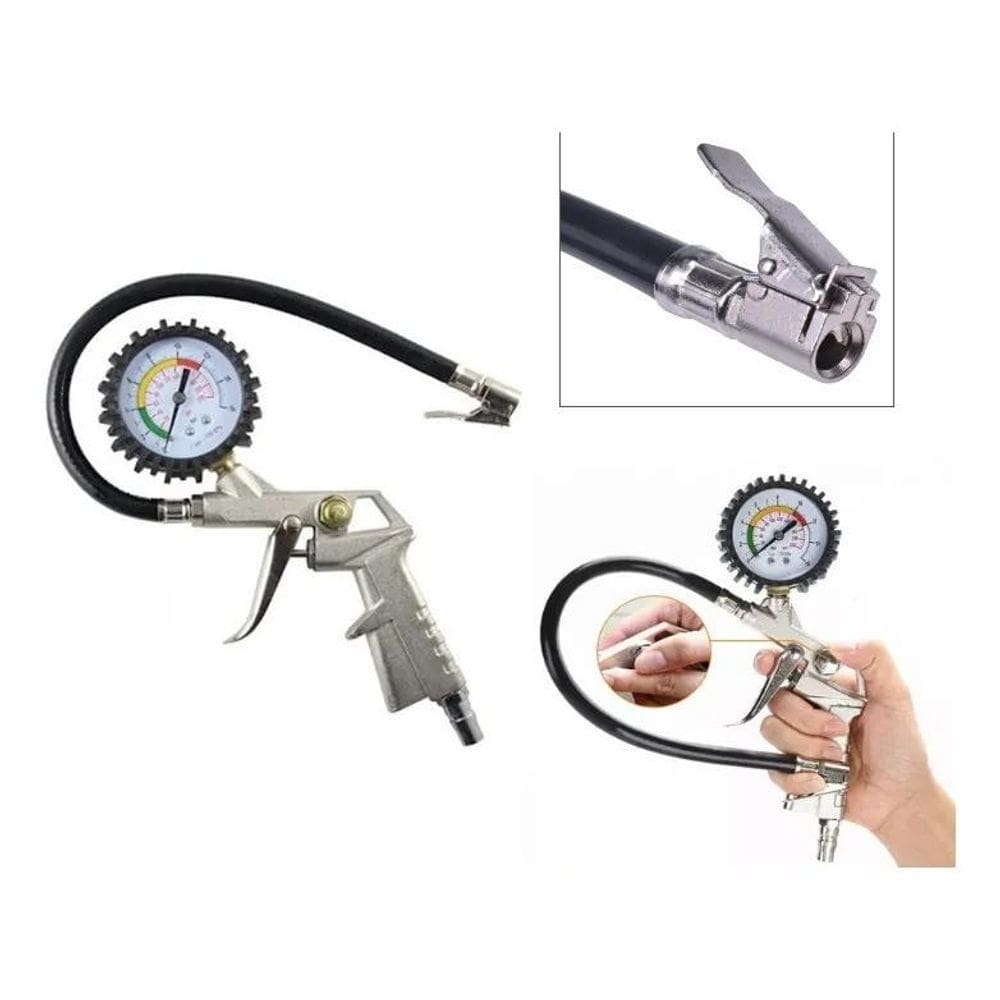 2X Calibrador E Inflador De Pneus Pneumatico Manometro 220 P