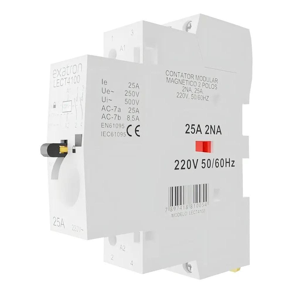 2X Contator Modular Bipolar Chave 25A 2Na 2 Polos 2P Contato