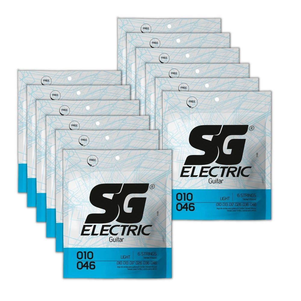 Kit 12 Encordoamentos Guitarra Sg Niquel 010 Cod 5198