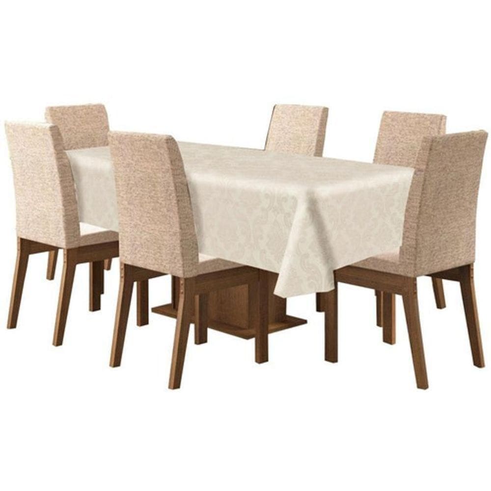Toalha De Mesa Tecido Jacquard 8 Lugares - Palha
