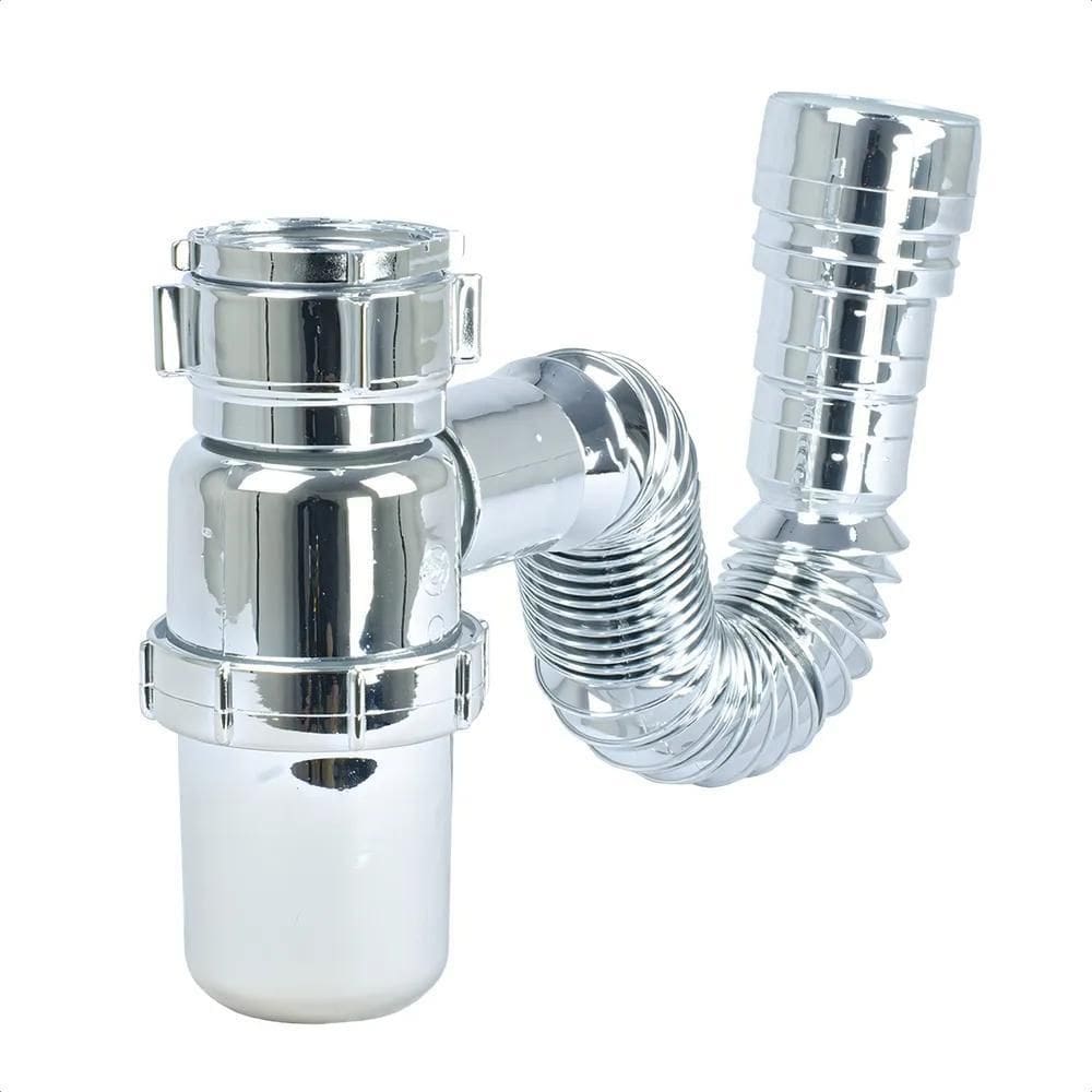 2X Sifão Sanfonado Universal Copo Cromado Ssuc2 - Astra Cor