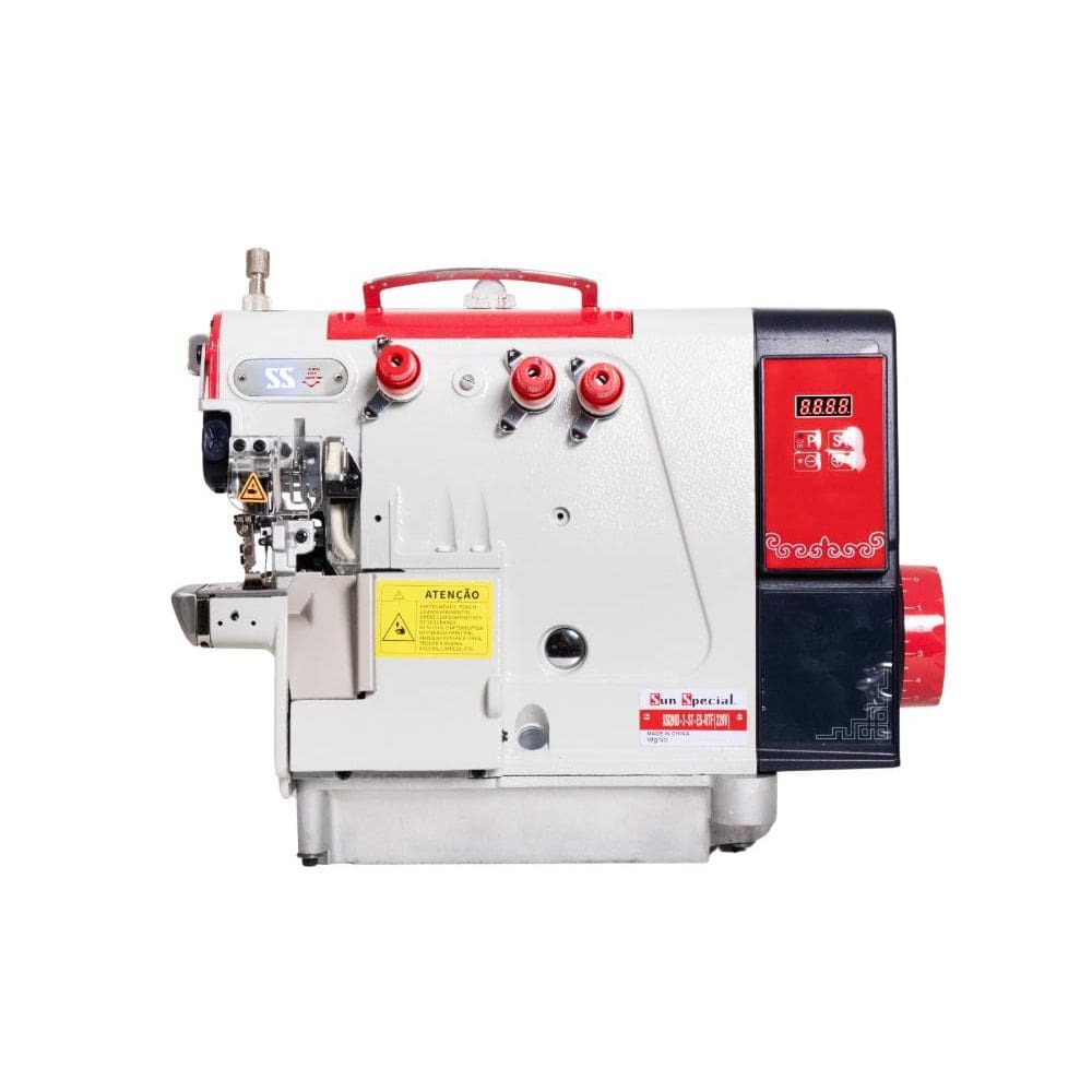 Máquina Costura Industrial Overlock com Aparelho para Gola SSQ90-D3-ST-ES-RTF 220V - Sun Special