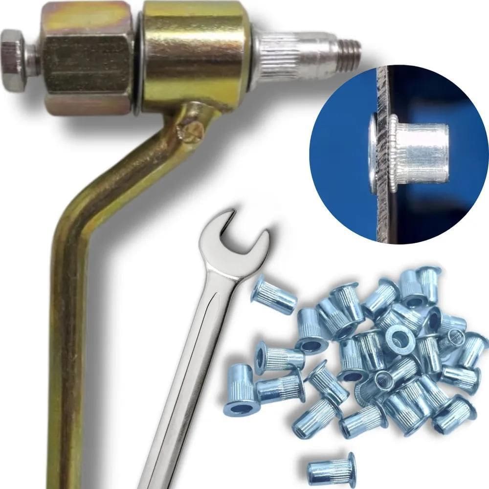 2X Rebitador Manual Porca Rebite De Rosca 6Mm + 100 Rebites