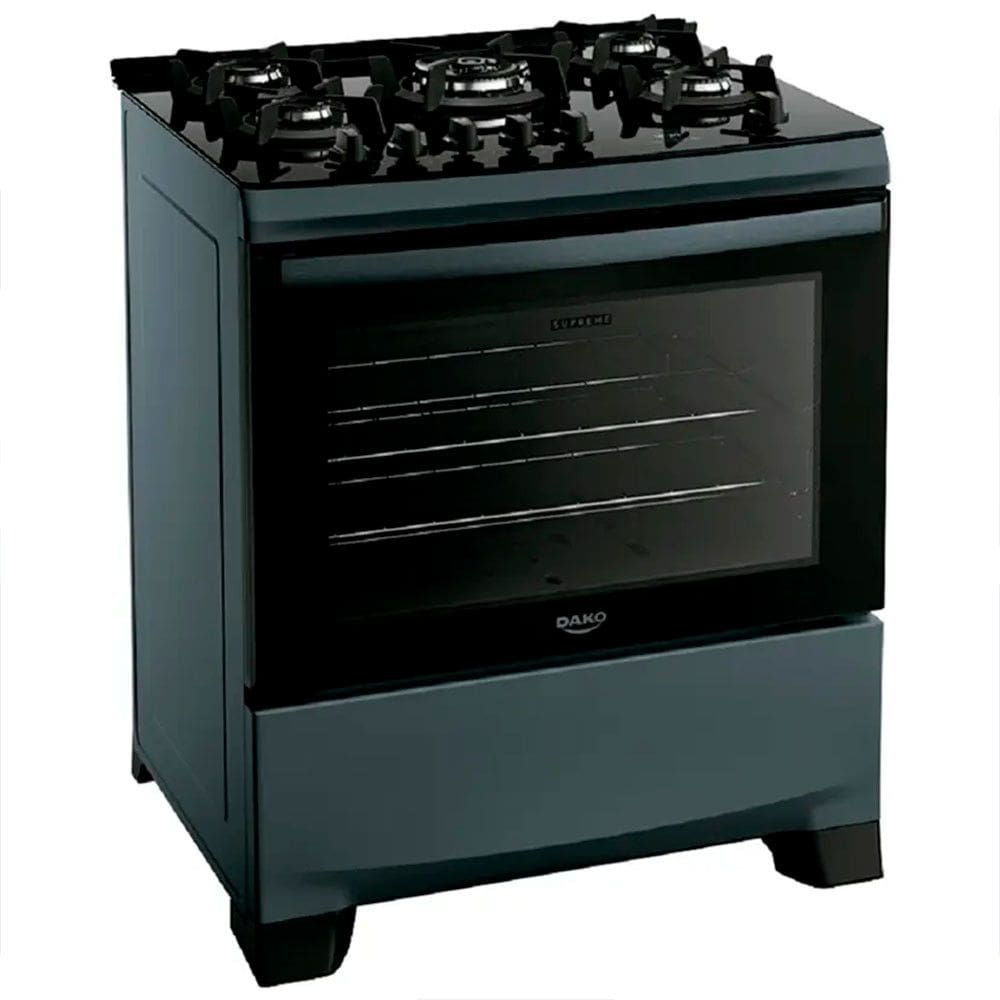 Fogão Dako Supreme 5 Bocas Automático Mesa de Vidro Forno 100L Bivolt