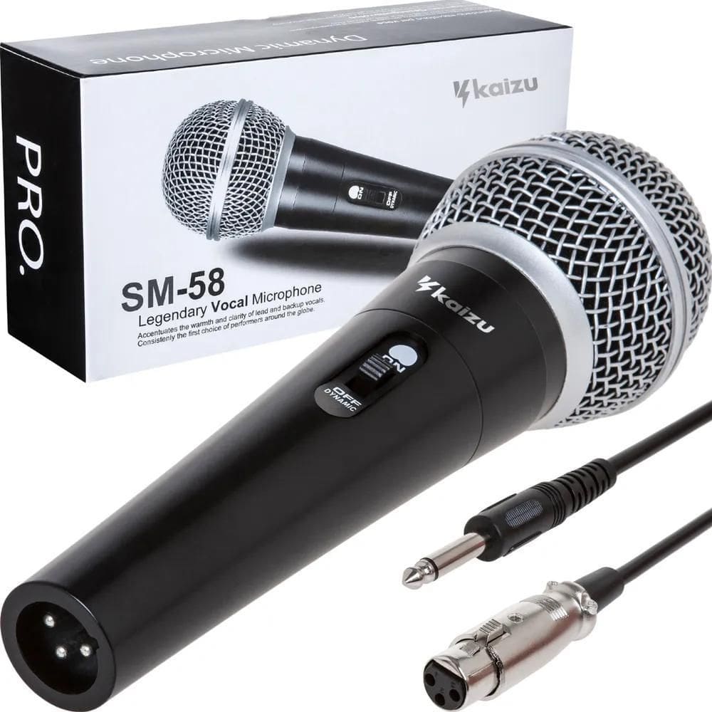2X Microfone Com Fio Dinâmico Profissional Metal Karaoke Igr