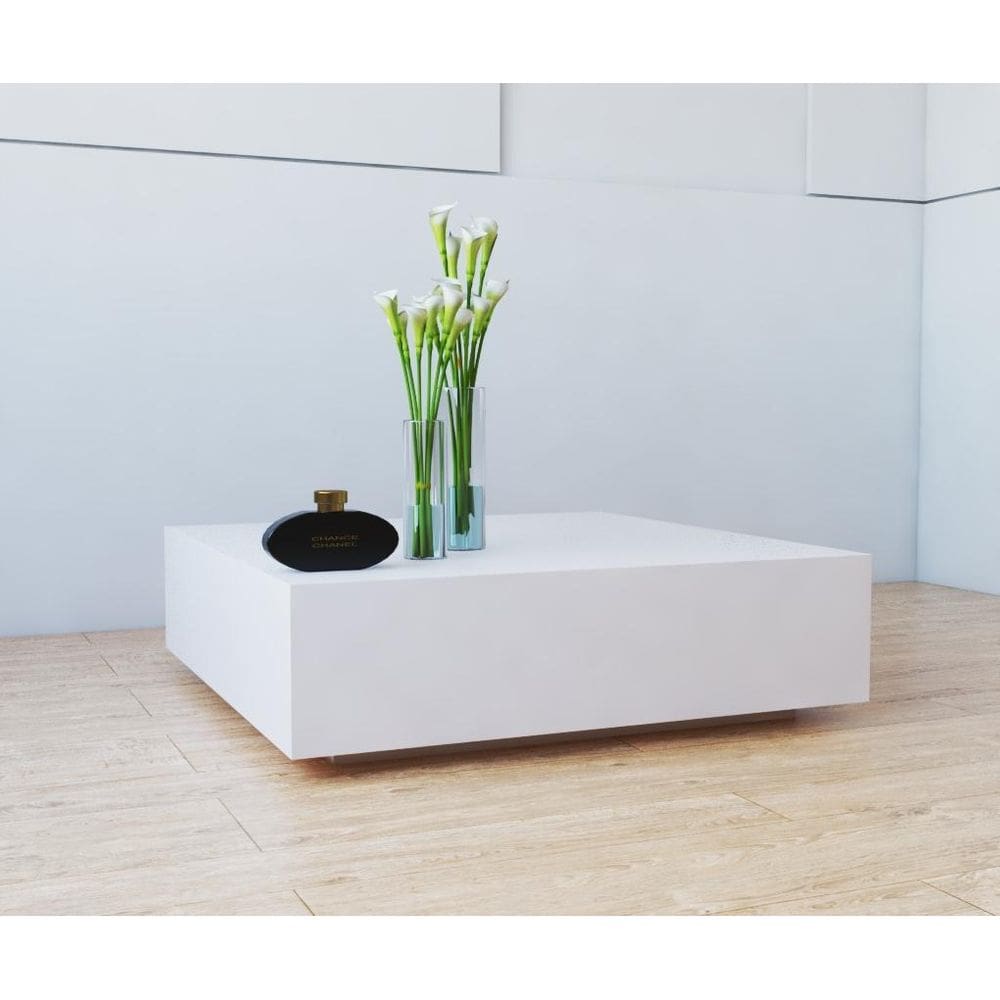 Mesa Centro Quadrada 80X80Cm 100% Mdf Preta / Branca Sala