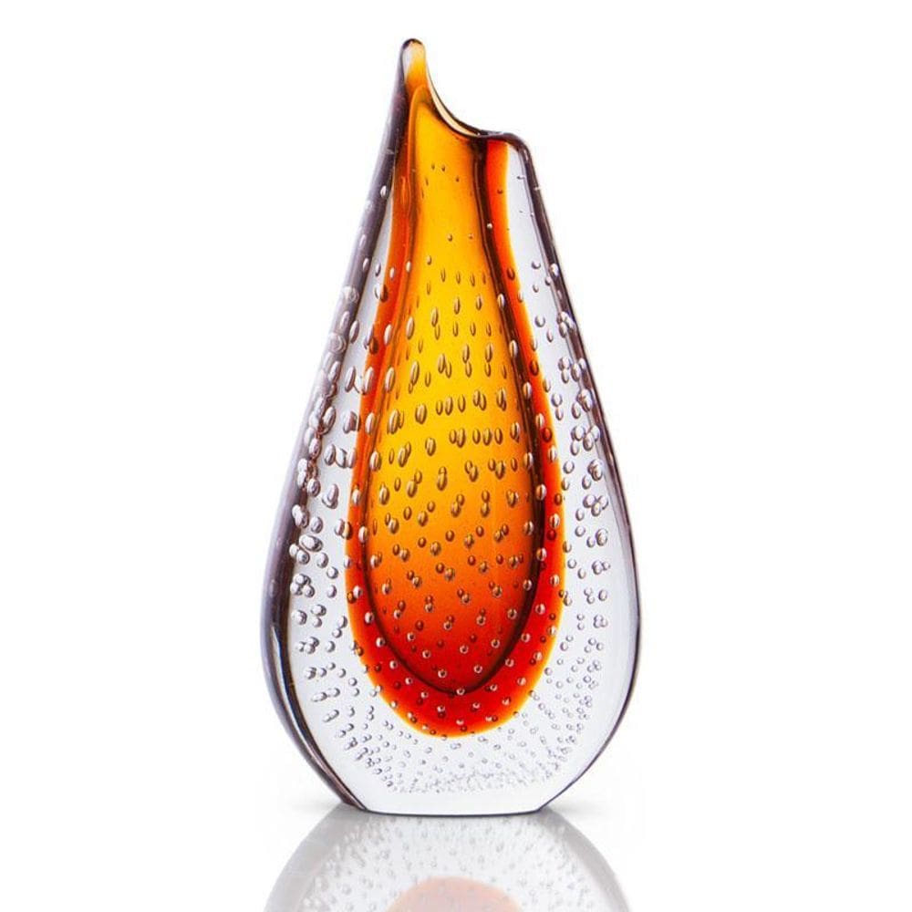 Vaso Em Cristal Murano Âmbar - São Marcos 22Cm