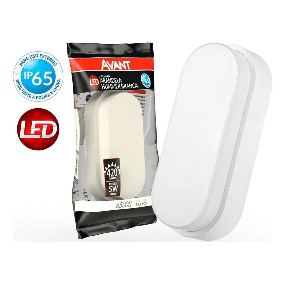 2X Luminaria Arandela Led 5W Sobrepor Branca 6500K Ip65 Avan