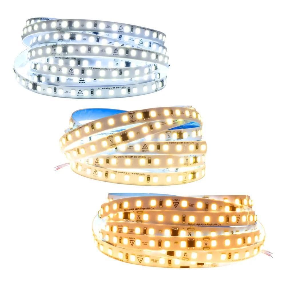 2X Fita Led Direta 120Leds/M Rolo 10M Não Usa Fonte Luz Bran