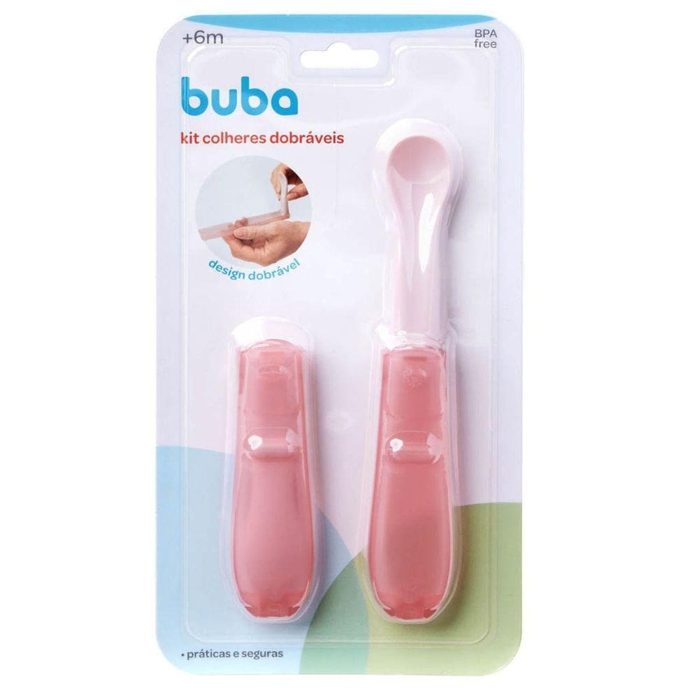 Kit Com 2 Colheres Dobráveis Rosa 19700 - Buba