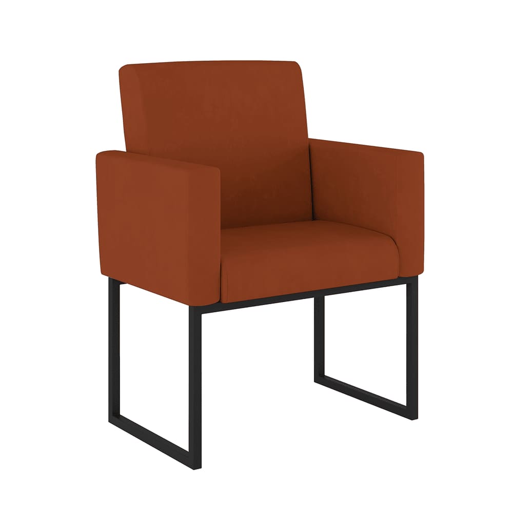 Poltrona Decorativa Nina Suede com Base de Ferro Preto