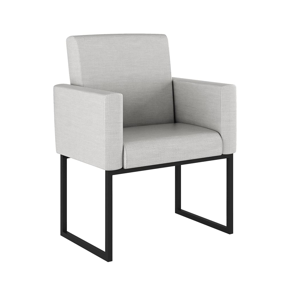 Poltrona Decorativa Nina Linho com Base de Ferro Preto