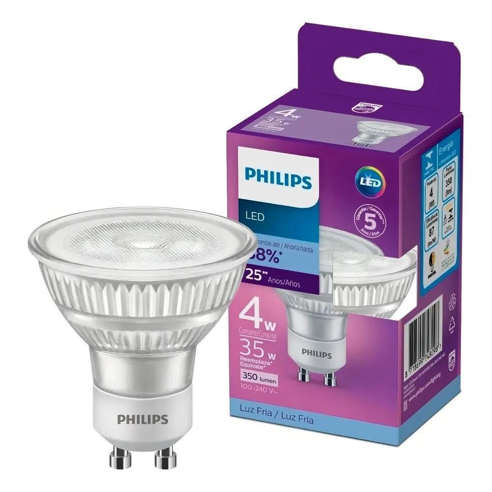 2X Lâmpada Led Philips Dicróica Base Gu10 Branca Fria - 4W